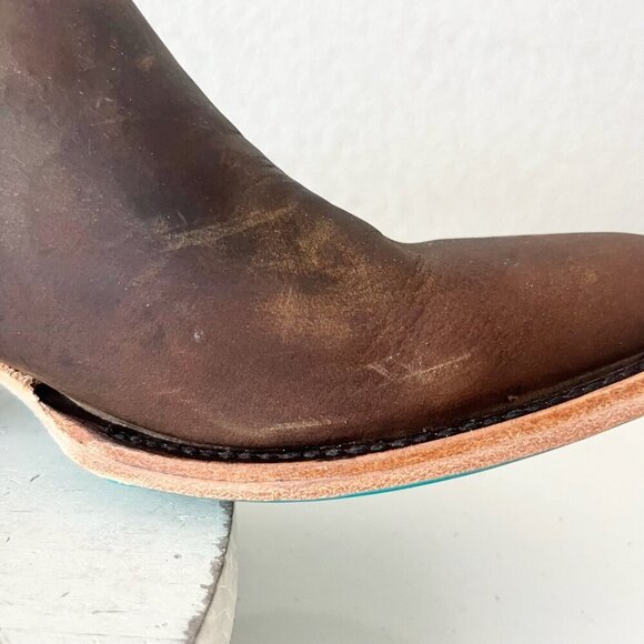 Lane Plain Jane Mule Womens 9 Brown Leather Cowboy Boots Short Western Cowgirl - Picture 9 of 13